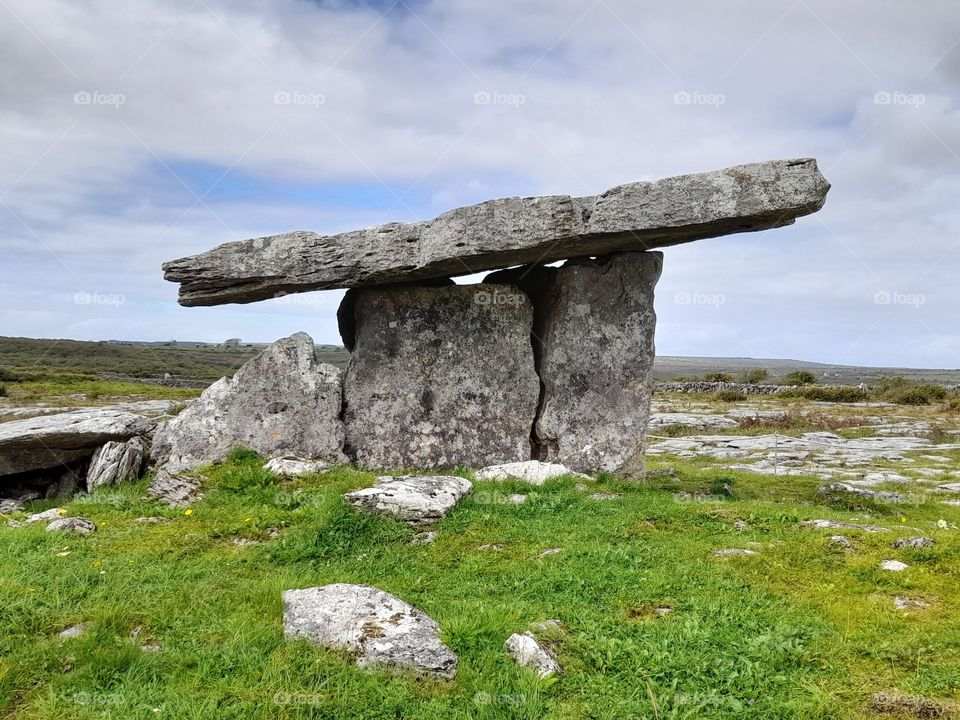 Poulnabrone portal dolmen Ireland, The Burren, rugged landscape, beautiful