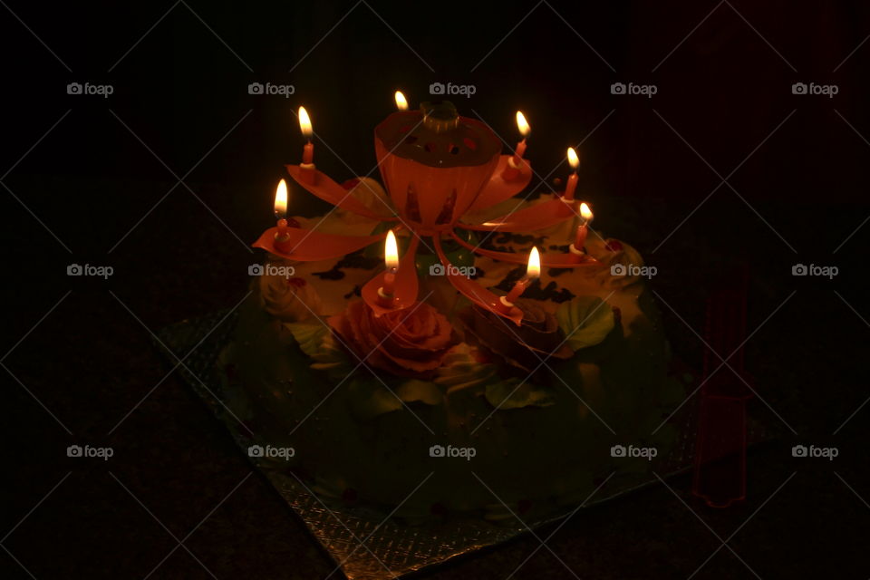 candle lighting and cake