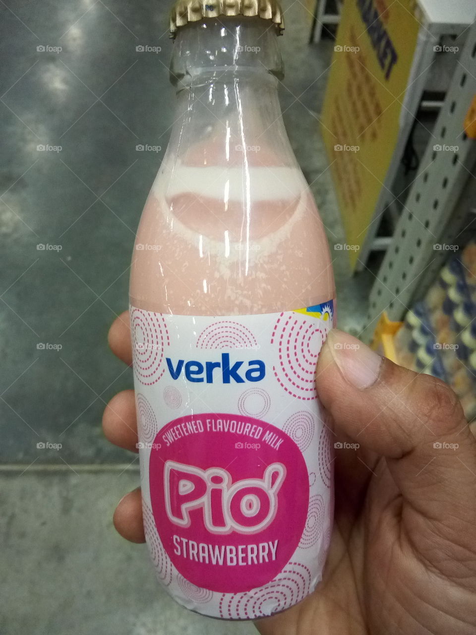 Verka rose flavored milk. Sweetened flavored milk