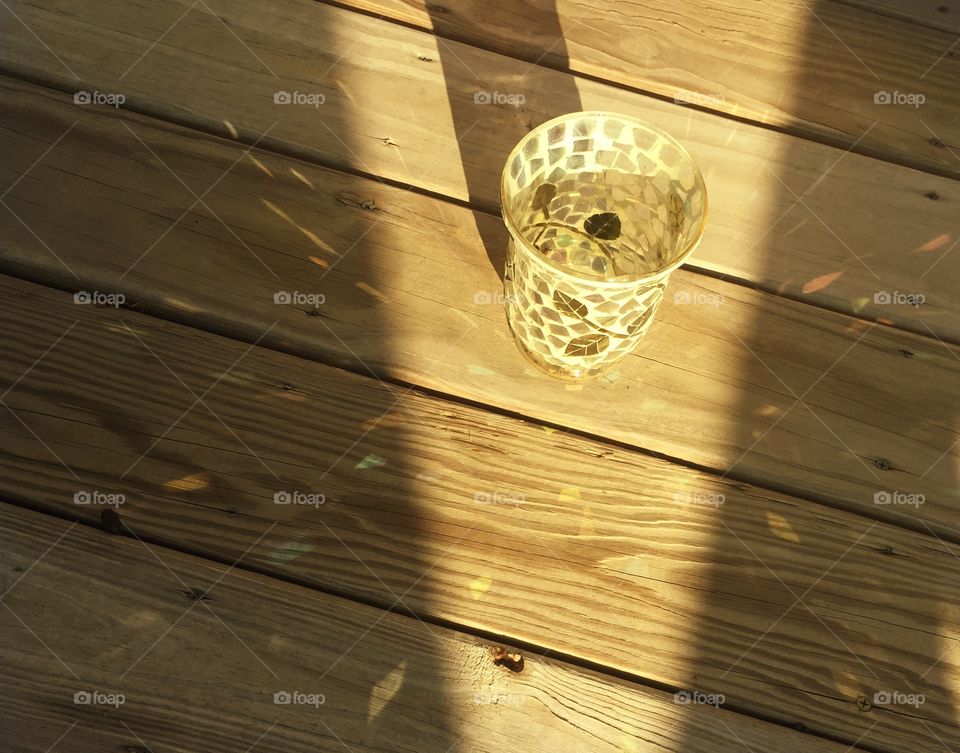 Glass Reflection on the wood 