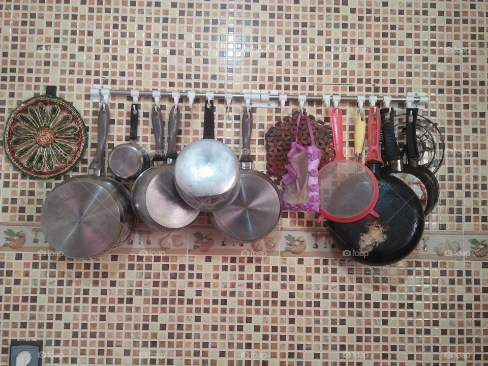 Utensils of a kitchen.