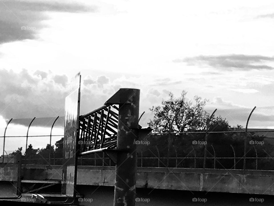 Highway sign in black and white 