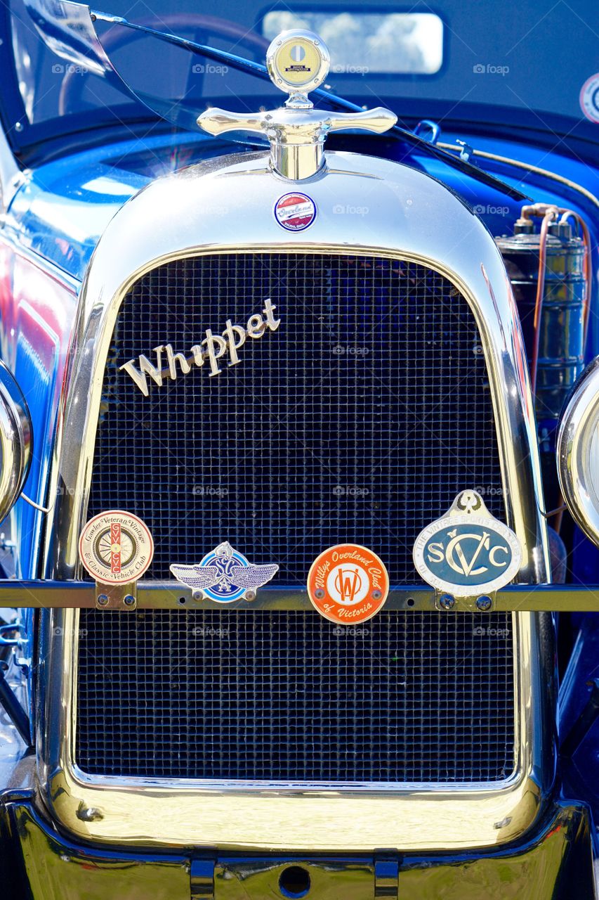 Whippet . Blue whippet  clsssic vintsge car grill