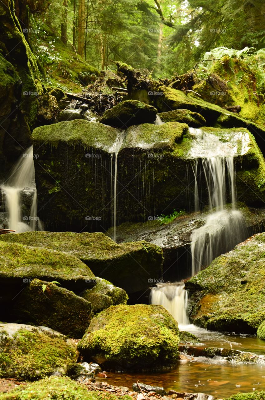 High angle view of waterfall