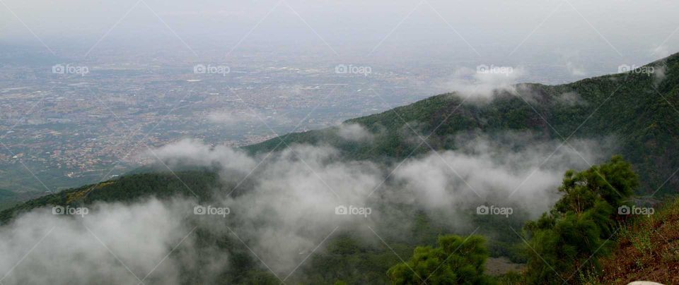 over the clouds, view from Vulcan Vesuvius, Italy