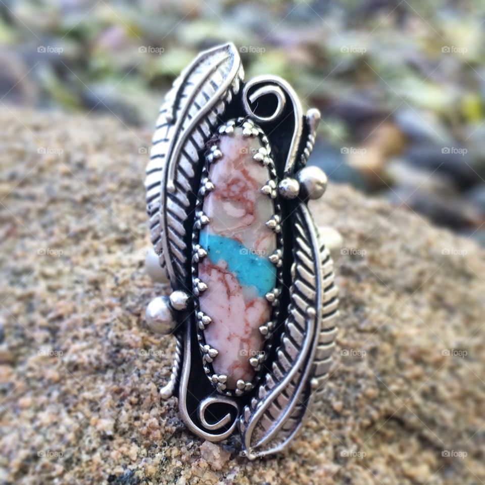 Southwestern silver turquoise ring 