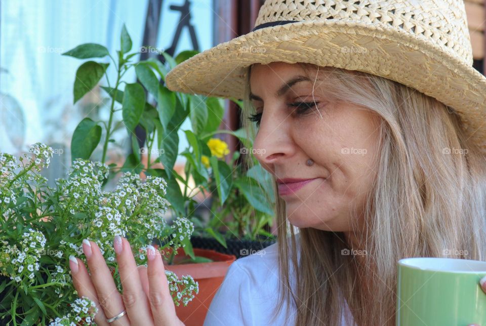 Woman and plants