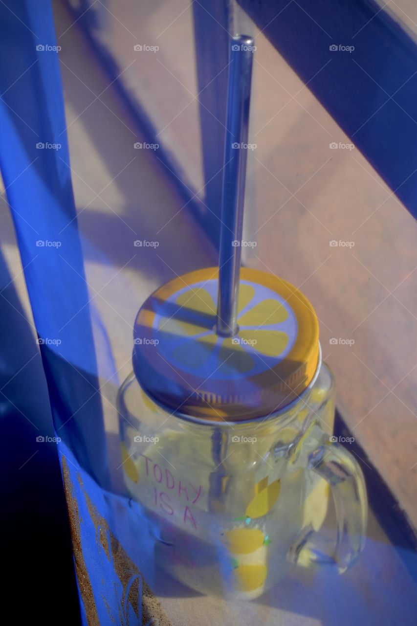 Fruit smoothie in mason jar 