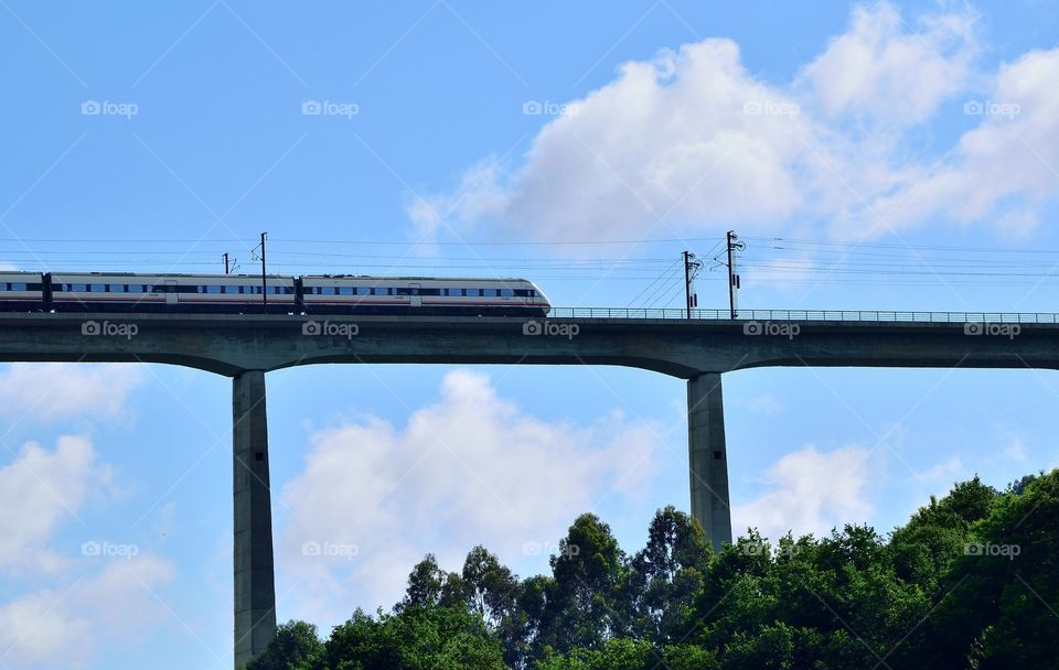 Train on a bridge