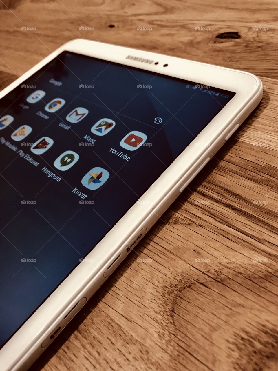 Samsung tablet with Google apps open