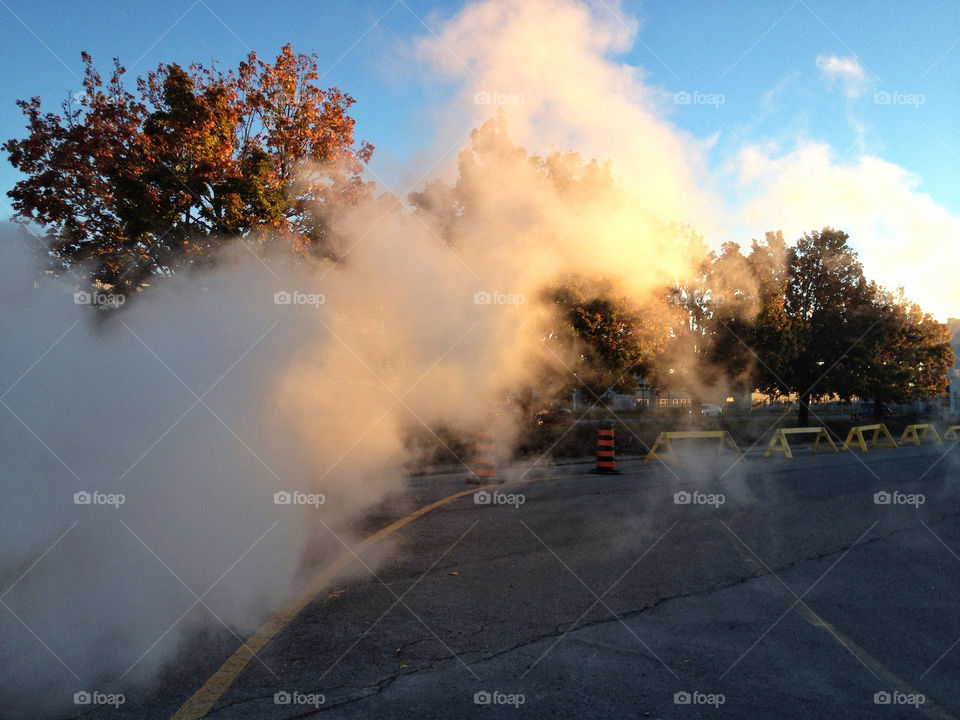 construction steam smoke road work by geary.lebell