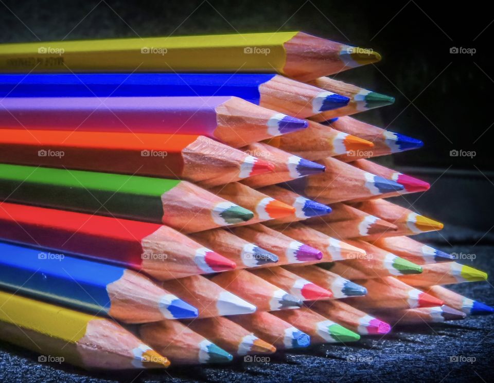 Stack of colored pencils