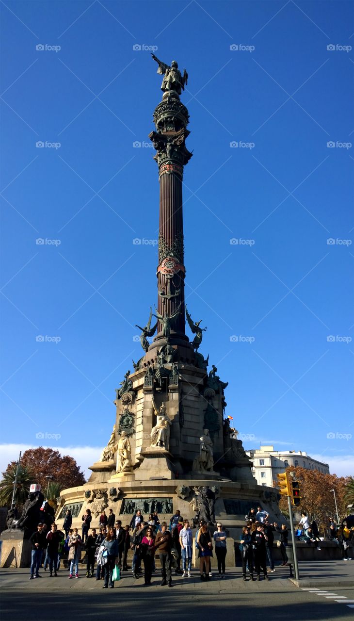 Christopher Columbus monument. View of Christopher Columbus monument in Barcelona, Spain