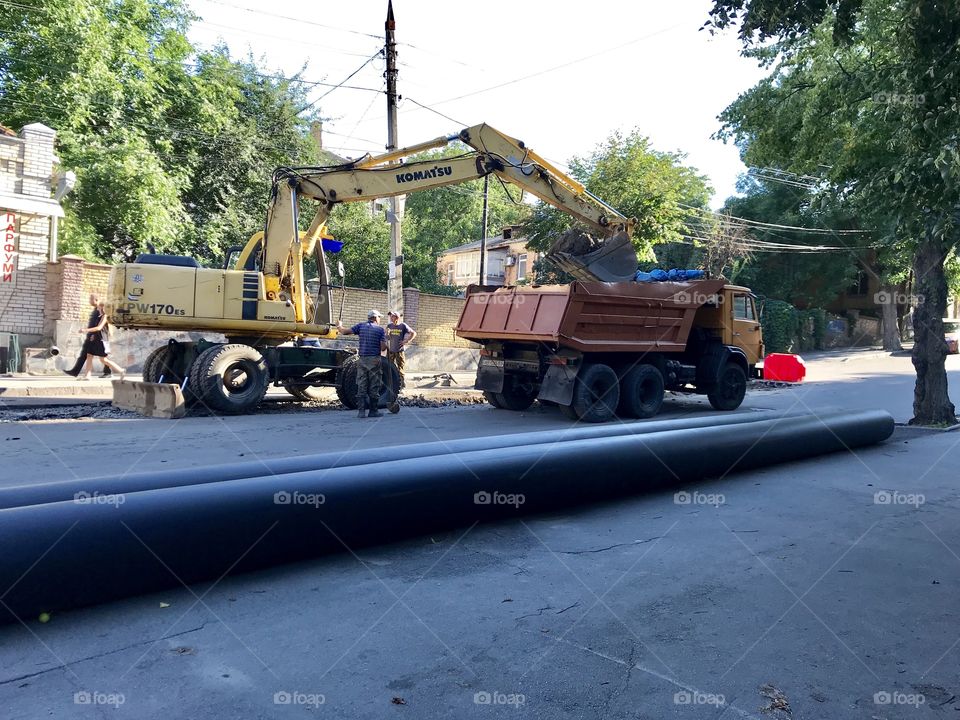 Repair work on the road