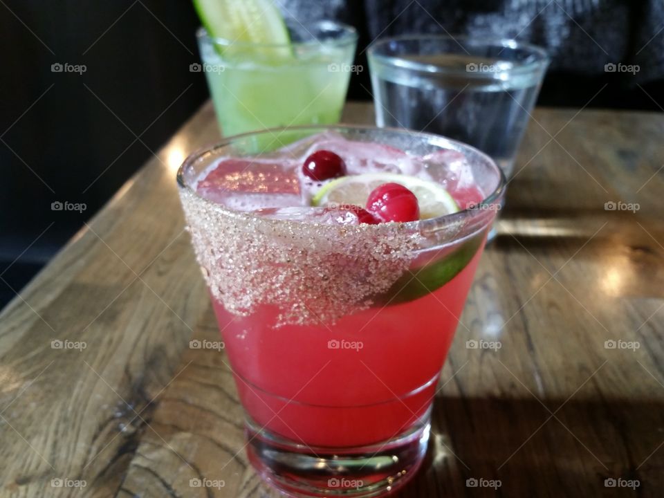 Cranberry drink. Brunch with friends