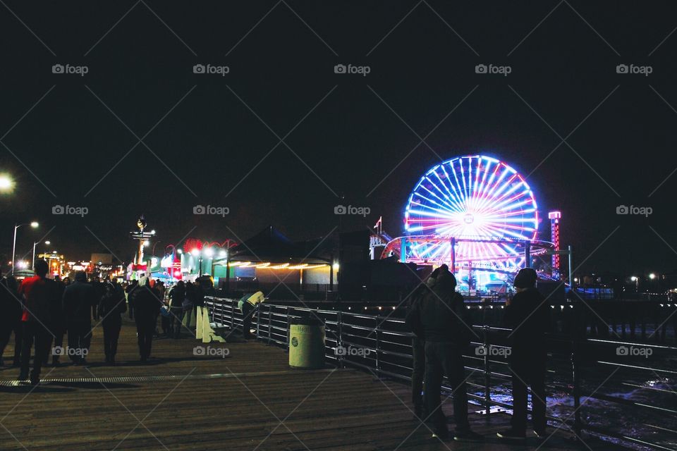 Santa Monica pier at night 