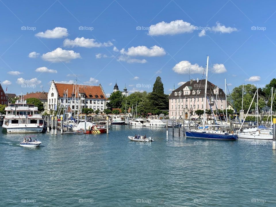 View of the port of Lindau from the scheduled boat