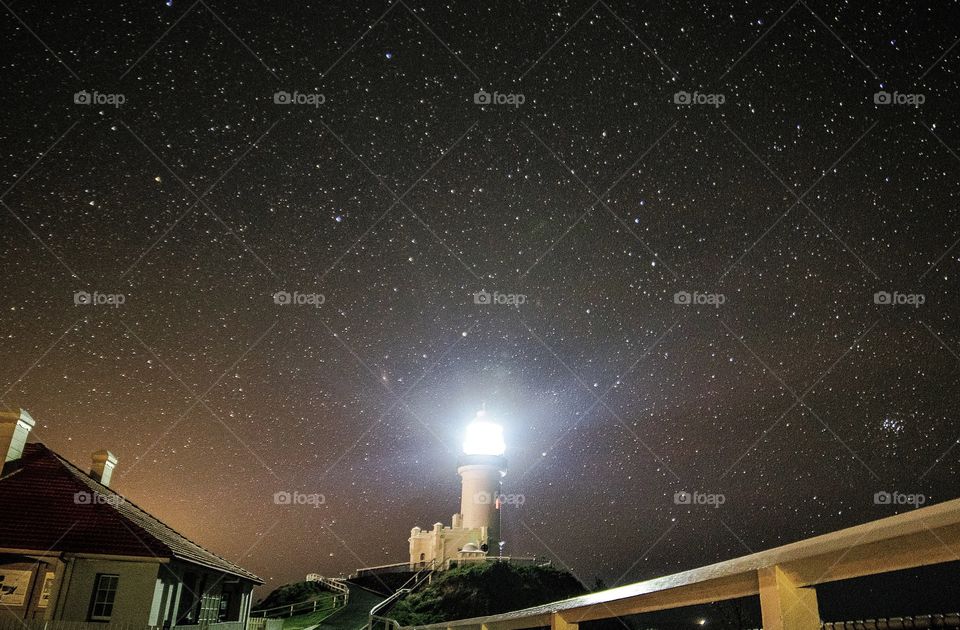 Night sky by the Byron Bay lighthouse, Australia 