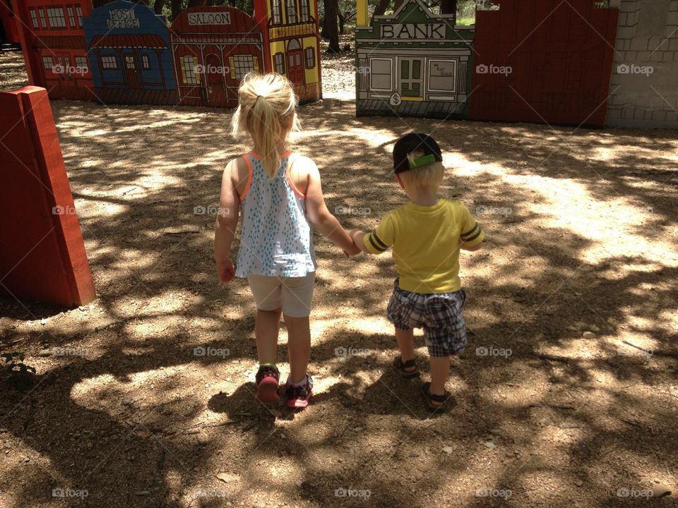 Kids holding hands