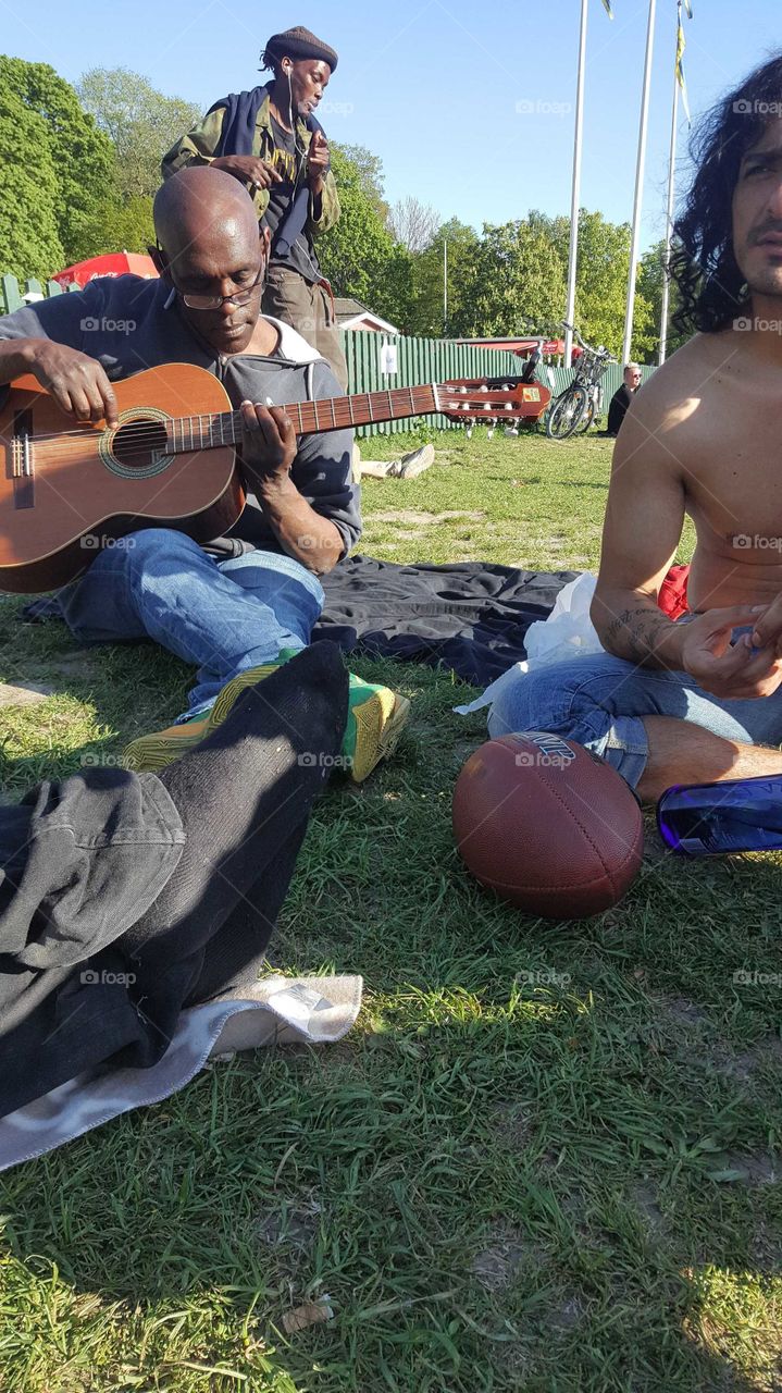 Playing music in the park