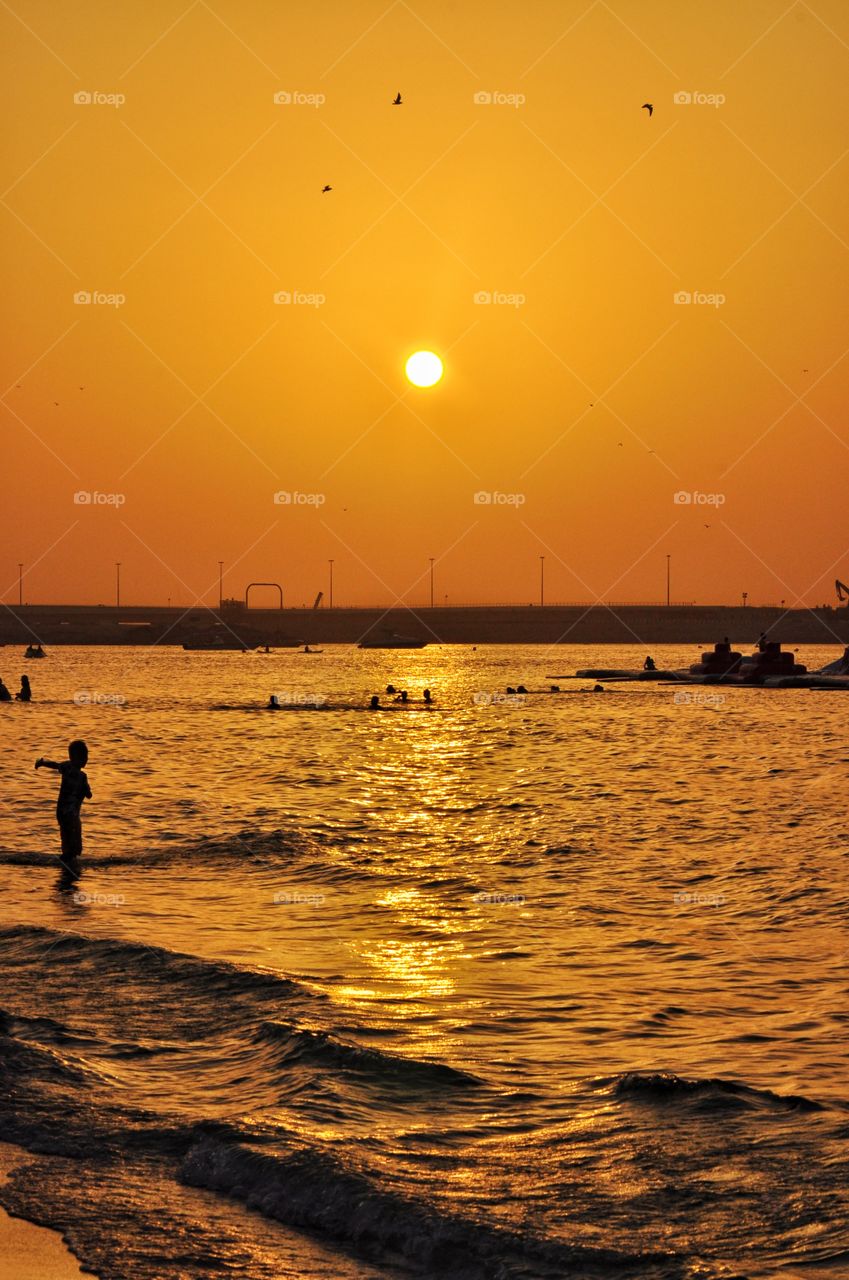 Sunset, Water, Beach, Sea, Dawn