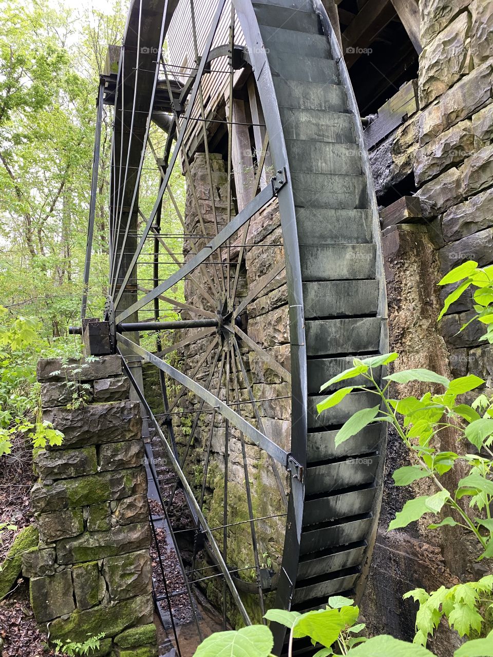 The historical, rustic waterwheel of Mill Springs in Kentucky.