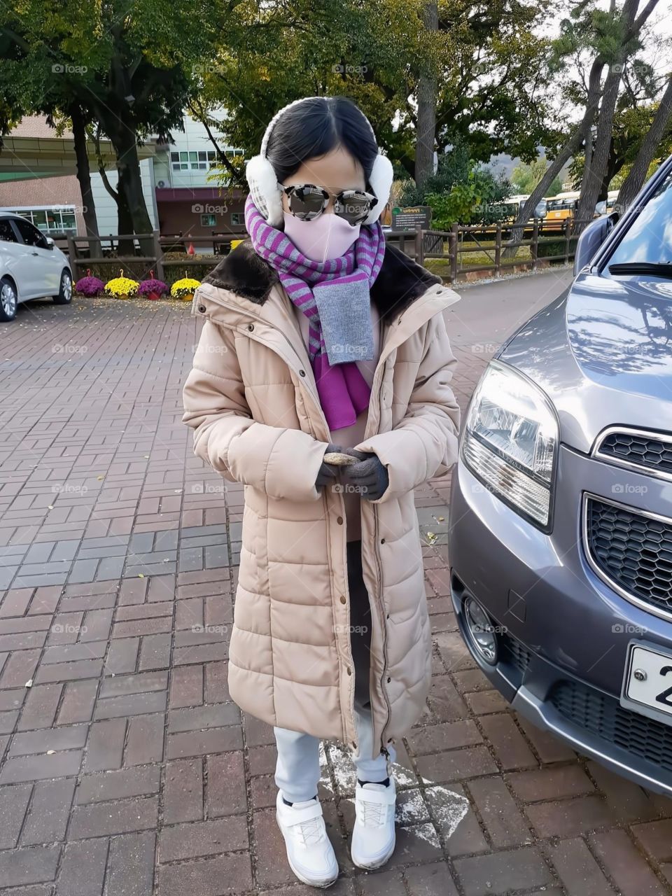 outside  the school campus. going out for walk