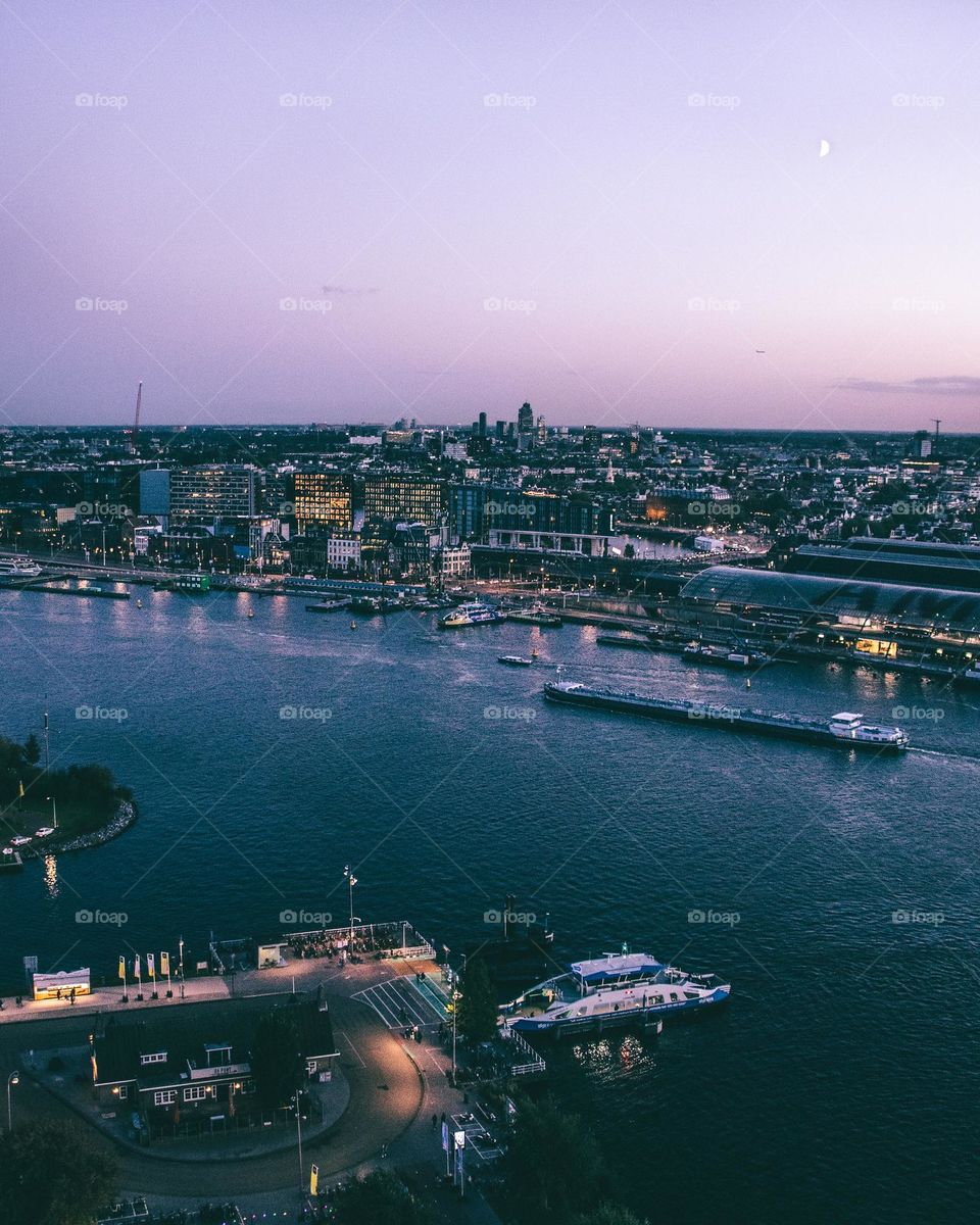 City skyline at blue hour 