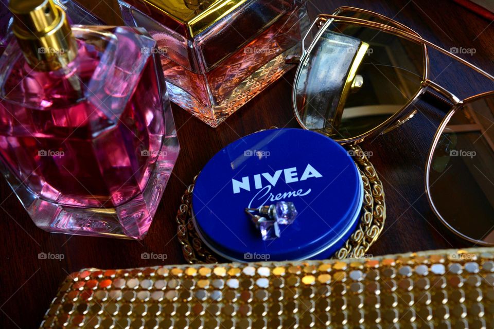 Nivea cream and female accessories love Nivea brand