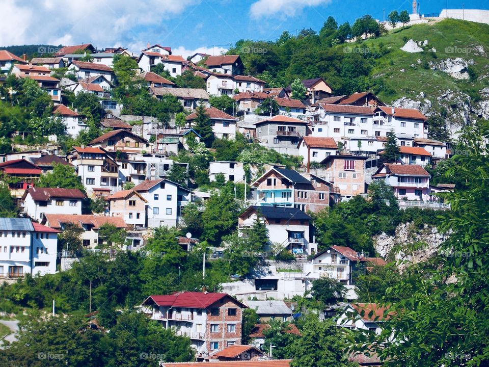 Houses on a hill in Sarajevo 