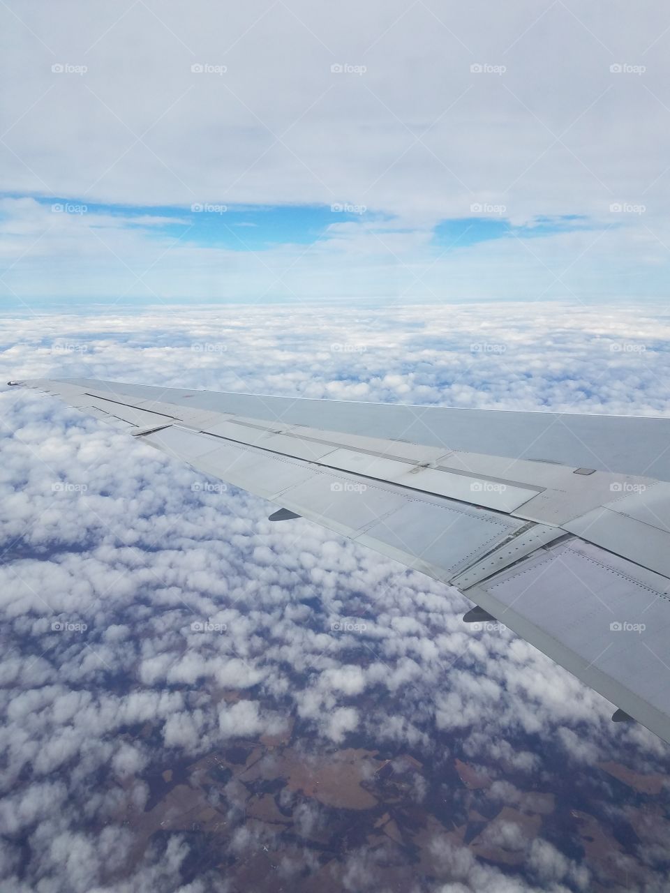 grey wing up against clouds