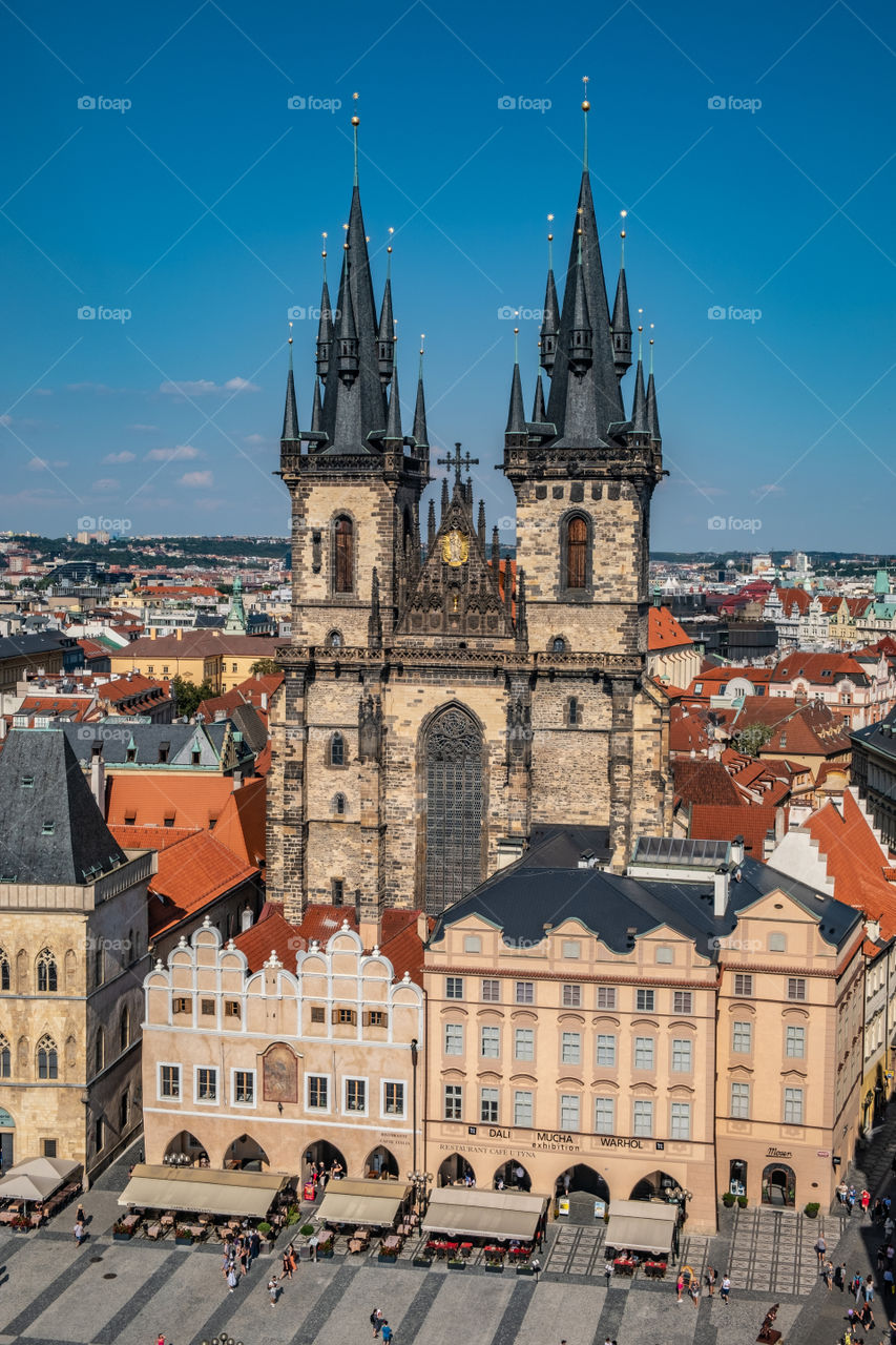 Czech Republic city of Prague astronomical clock tower view