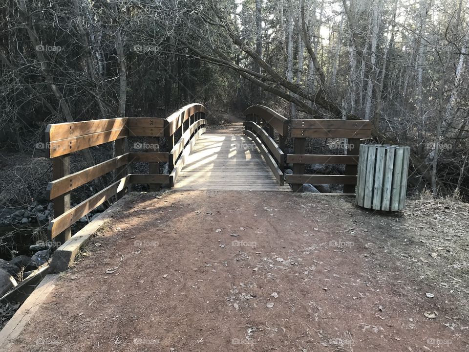 A wooden bridge.