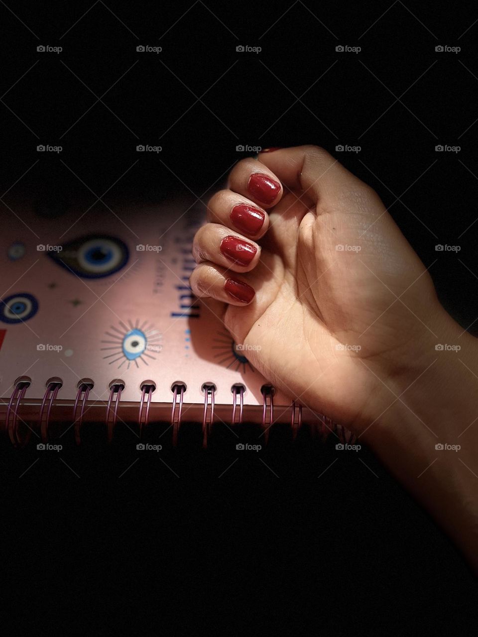 My red nails in a dark room