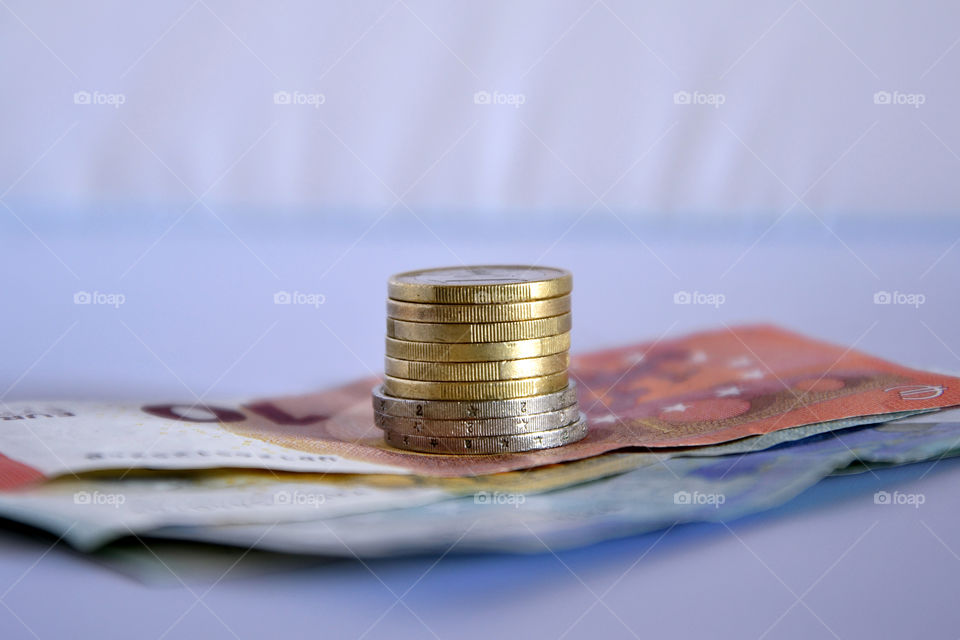 Stack of European union currency