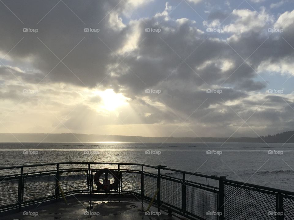 Ferry boat at sunset