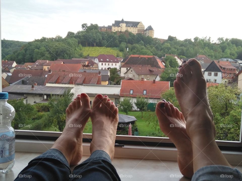 Füsse, Feet, Aussicht, Urlaub