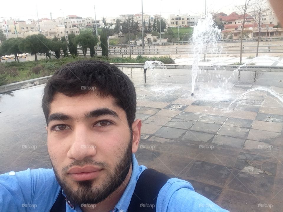 Selfie with Fountain in background in Amman city at jordan country 
12/3/2016