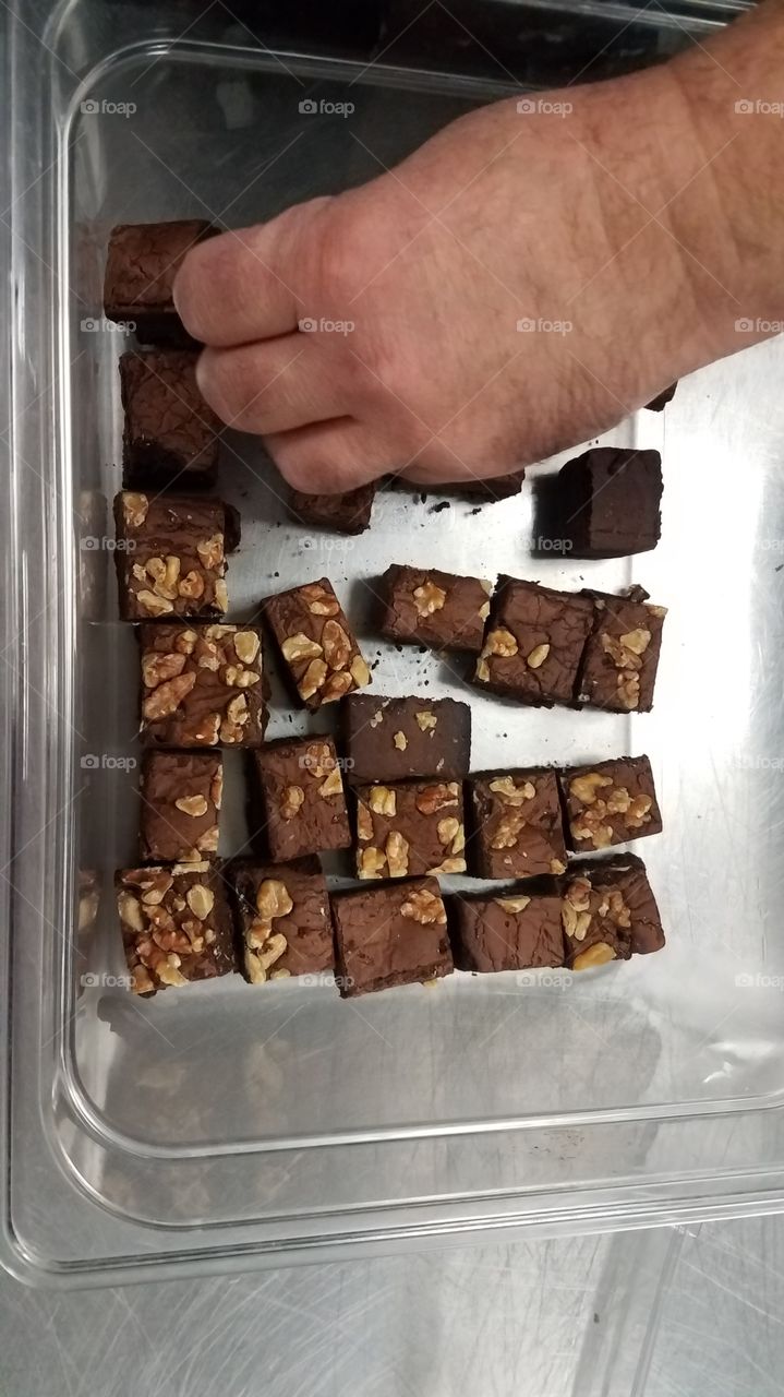 stacking brownie bites