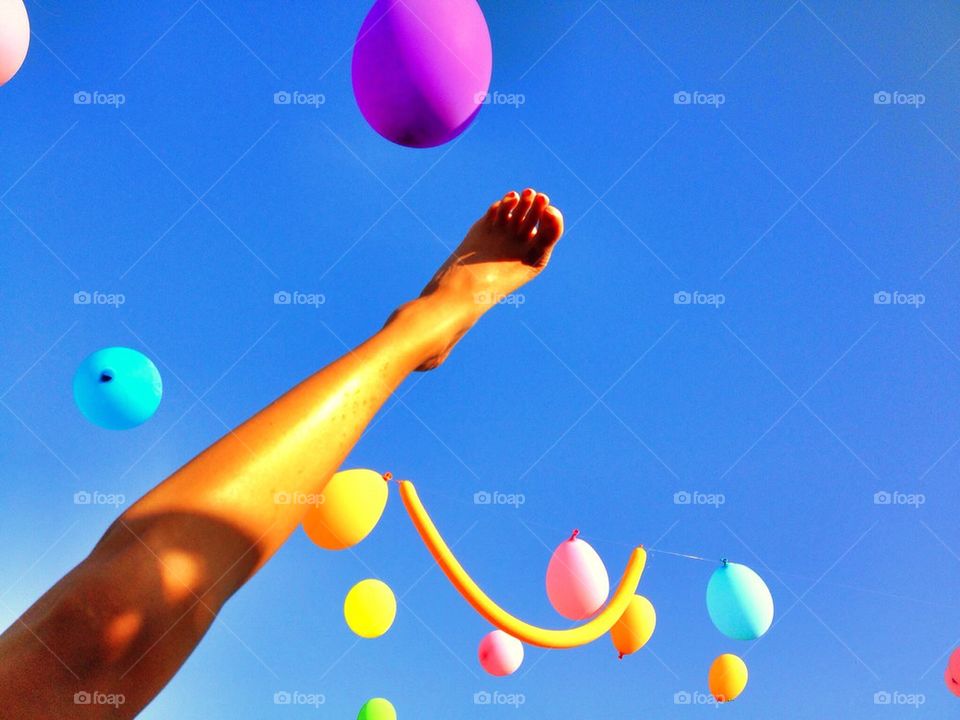 Ballons and foot in the Sky. Ballons and foot in the Sky