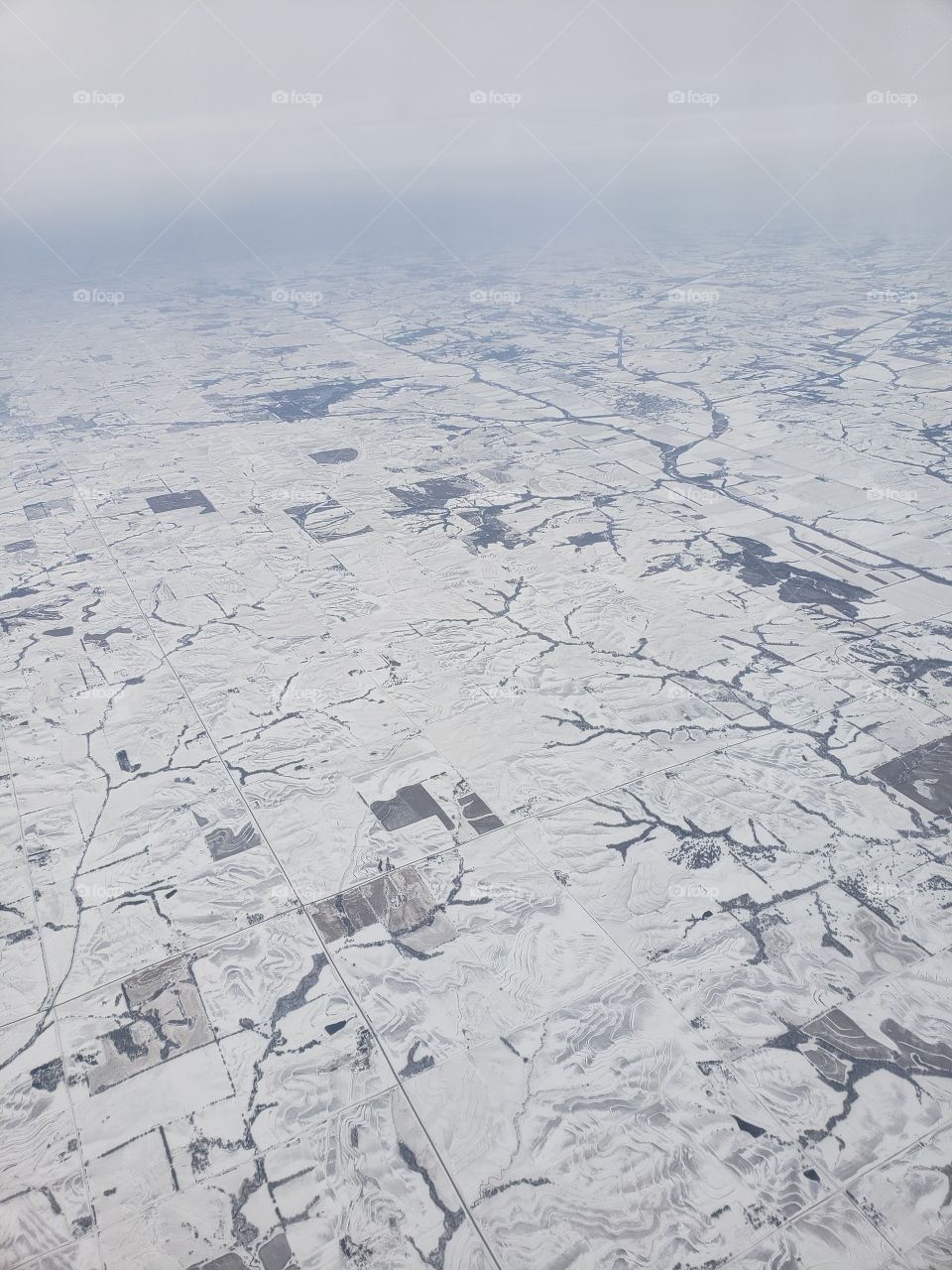 Snow and crops from the plane