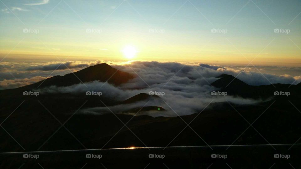 Sunrise on top of the Haleakala volcano