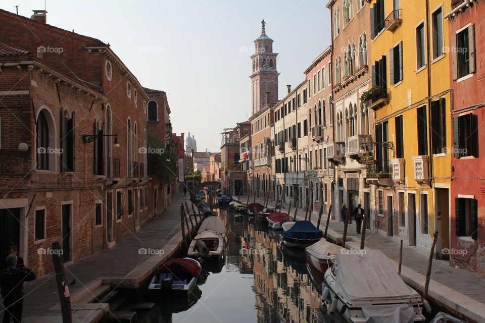 Boats in the canal · Venice