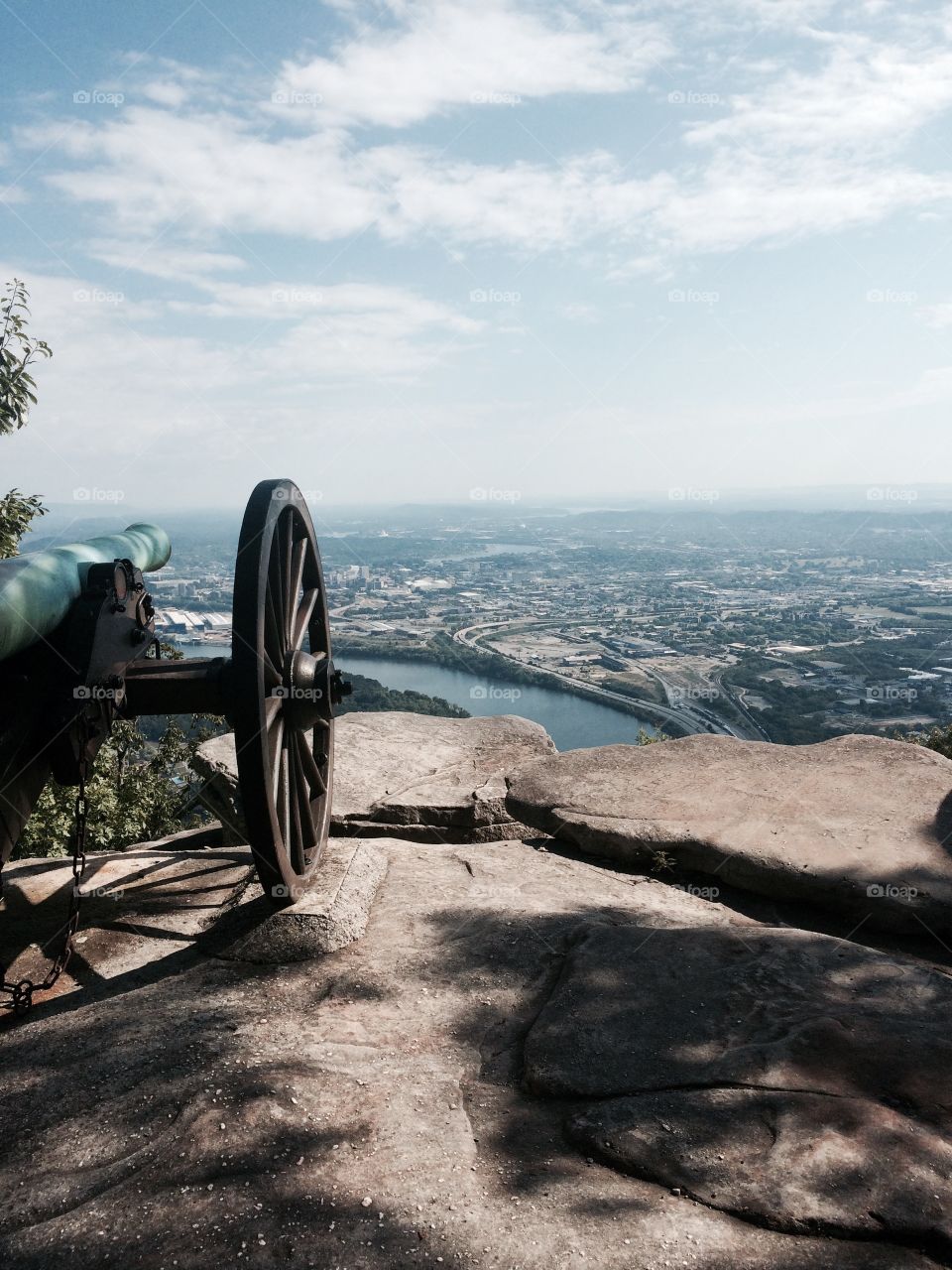 Antique cannon on rock