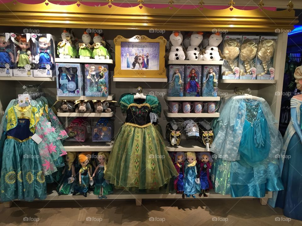 Frozen toys. Disney store with toys from Frozen