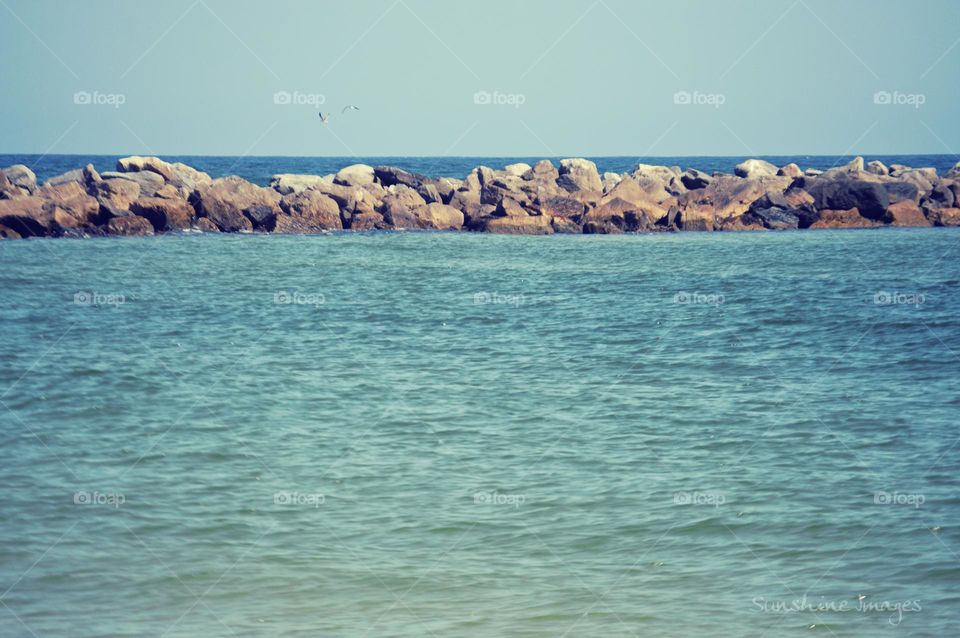 rock dam on the water