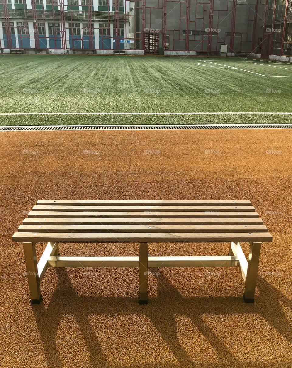 The empty Bench after the training of a group of people!