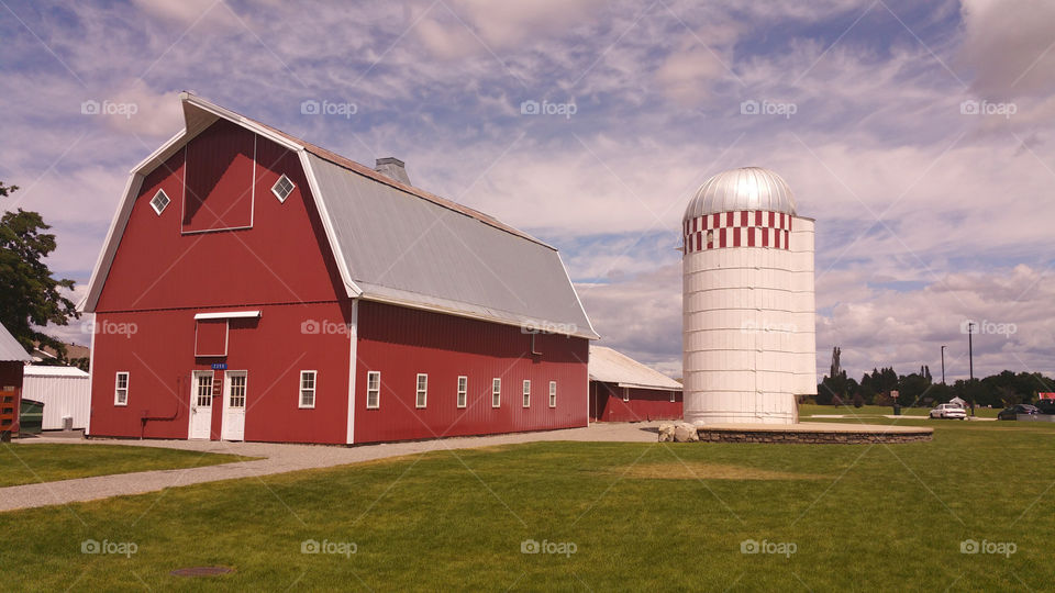 Silo near red barn