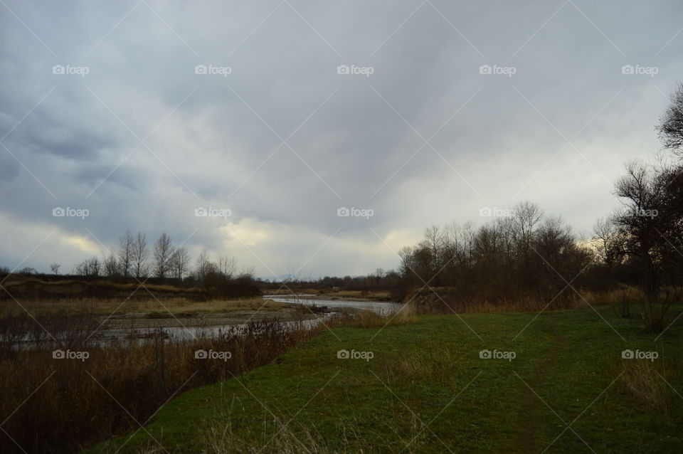 Autumn, river, trees, nature,