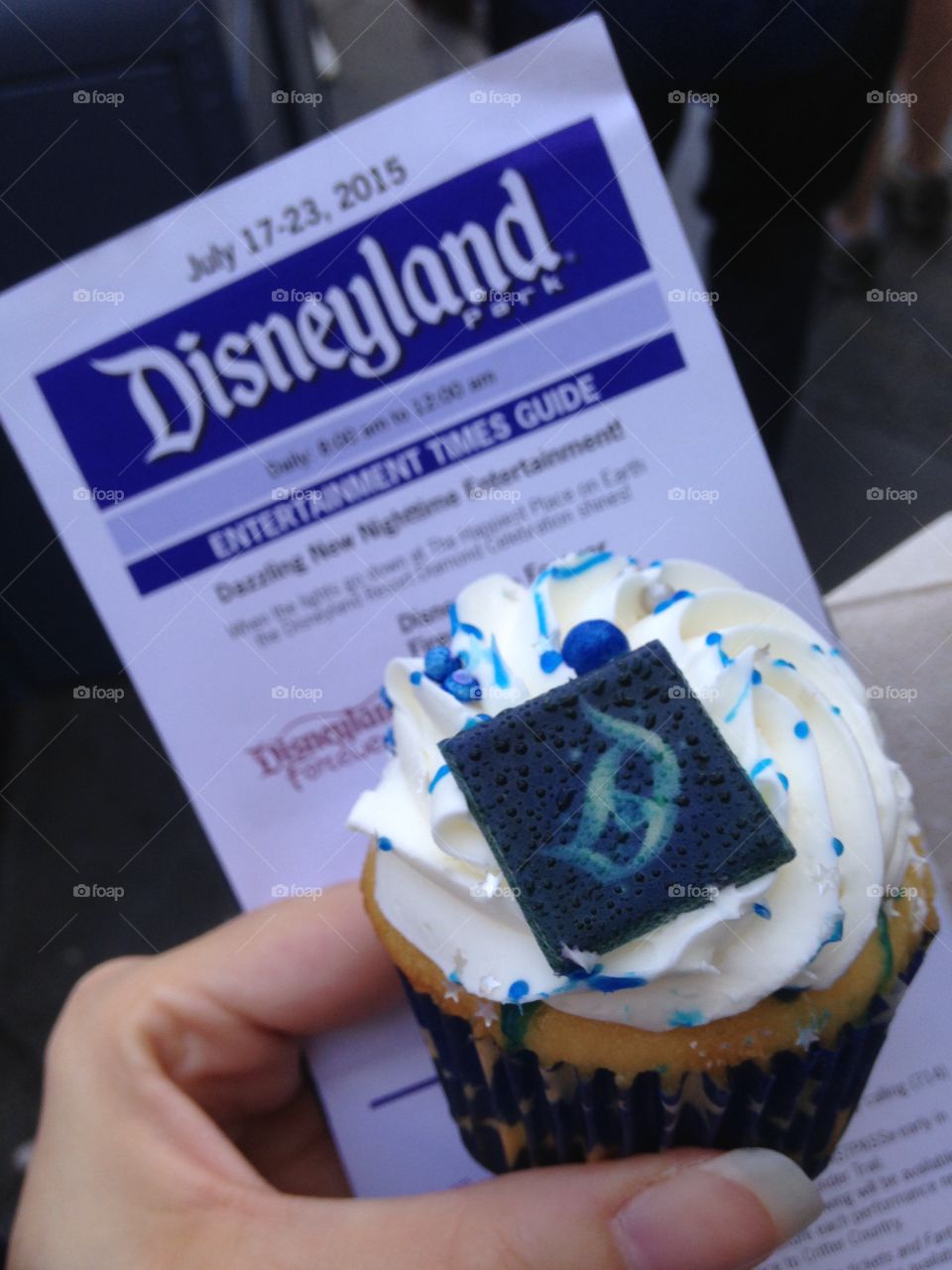 Disneyland 60th cupcake. Cupcake from July 17, 2015 that was given out for free at the park for The Disneyland Resort 60th birthday celebration